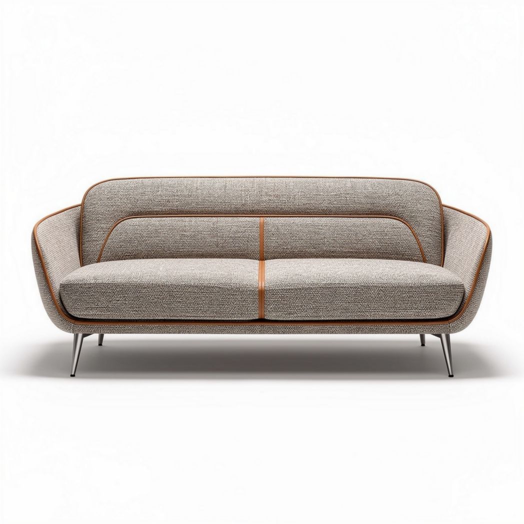 Sofa z szarym obiciem materiałowym 180 x 85 x 75cm na metalowych nogach