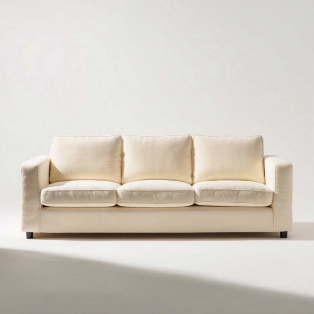 Sofa trzyosobowa w kolorze szarym o wymiarach 200 x 90 x 80 cm z drewna i materiału tekstylnego