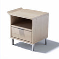 Stolik nocny z drewna jasnego 60 x 40 x 50cm z metalowymi nogami