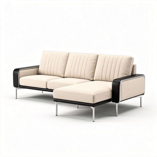 Sofa narożna z tkaniny w kolorze beżowym 200 x 90 x 85cm